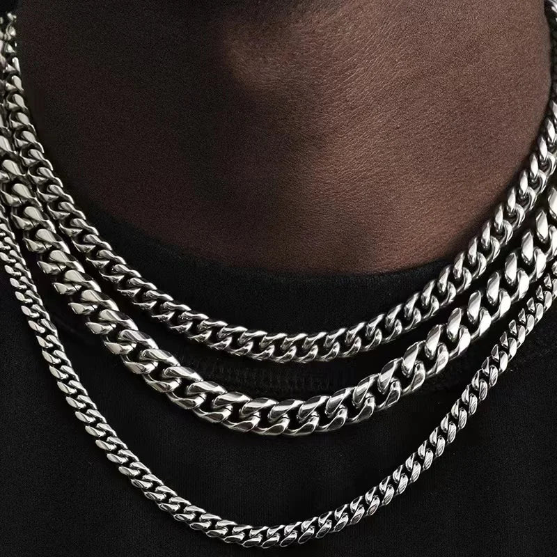 Collar Basico Cubano de Acero Inoxidable